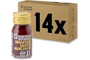 ‎KLOSTER KITCHEN Kloster Kitchen Bio Ingwer Shot Beere Zimt 1SHOT 14x 30 ml mit Ingwerstückchen I Limited Edition Ingwershot vegan Glasflasche süß-scharf ohne Zusatzstoffe & mit natürlicher Süße