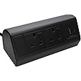 Desktop Bench Table Mountable PDU 2 x UK Sockets & USB-A/C Ports Power Pod Black