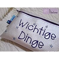 WICHTIGE DINGE Schminktäschchen Schminktasche kleine Tasche weiß cremeweiß edel