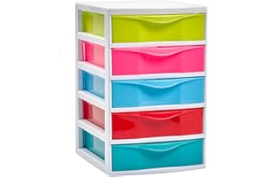 ACAN Tradineur - Cajonera guadiana de sobremesa, incluye 5 cajones, torre de almacenaje, armario, baño, oficina, fabricada en España (Multicolor, 28 x 18 x 21,5 cm, modelo aleatorio)