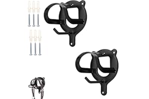 YOUDALIS Pack of 2 Horse Bridle Holders, Metal Horse Bridle Holder with Tubes and Screw, Horse Bridle Hooks for Ponyon, Black