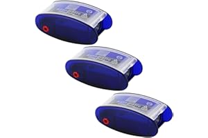 KUM AZ105.31.16-B - Taille-crayon à cône long AS2, 3 pièces, taille-crayon avec réservoir, 2 lames de rechange, bleu