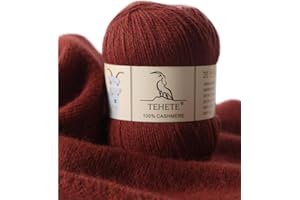 TEHETE Lana Gomitolo,100% Cashmere Filo Filati per Maglieria e Uncinetto, 3-Strati 50g 250m, Perfetto per Il Fai da Te e Il Lavoro a Mano-Caramello