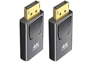 SK DEPOT Displayport to HDMI Adapter(2 pack), 4K DP to HDMI Converter Displayport 1.4V Nickel Plated for Desktop, Laptop, Projector, HDTV (DP Male to HDMI Female, Black & Gold, 2 Pack)
