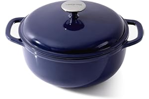 Kordisen 28 cm/5.7 L Cocotte en Fonte Emaillée avec Couvercle, Pour la Cuisson du Pain au Levain, Compatible avec le four Jusqu'à 260 °C, Robuste et Grande Taille, Bleue