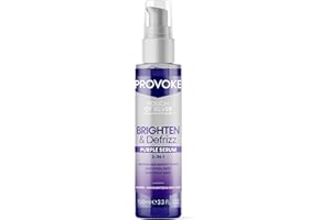 PROVOKE Touch of silver Brighten and Defrizz Purple Serum 100 ml. Neutralise Brassy Tones. Anti Frizz, Seal Split Ends. Plant-Based Keratin. Purple Pigments. For Blonde, Highlighted and Grey Hair