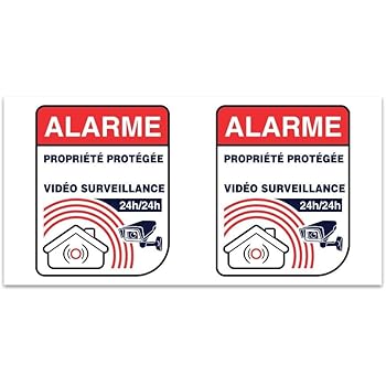 Autocollant De Dissuasion Vidéosurveillance – Sticker Alarme Maison – Lot Rouge Et Jaune