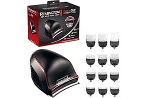 Remington Tondeuse Cheveux [Moteur Puissant] QuickCut Pro (Utilisation Facile, Lames acier inoxydable Auto-Affûtées incuvées, 12 Sabots 1,5-25 mm, Sans Fil - 70 min, Trousse) Tondeuse HC4300