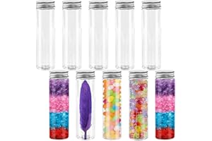 LZKHEH 10 Provette in Plastica con Tappo a Vite da 45 ml - Ideali per Confetti, Bomboniere per Laurea, Matrimonio e Battesimo - Provette Portaconfetti in Plastica con Tappi in Alluminio di Alta qualità.