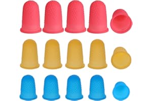 Ptwola 15 ditali in silicone per dita con colla a caldo, protezioni riutilizzabili, per lavori di carta, taglio, conteggio, artigianato, ricamo, cucito, taglio, smistamento compiti