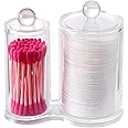 PuTwo Organizzatore di Trucco, Porta Tondini in Cotone con Coperchio, Porta Tamponi in Cotone, Divisore con 2 Sezioni
