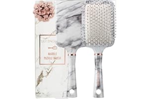 LILY ENGLAND Paddle Hair Brush Women with Easy Grip Handle, Paddle Brush for Blow Drying, Detangling, & Straightening - Hairbrushes for Women For All Hair Types, Marble