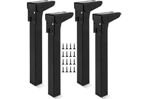 GOYADA 4 nogi stołowe, składane, 25 cm, metalowe, czarne, 90 stopni, nogi stołu składane, do stołu, łóżka, sofy, laptopa, szafki