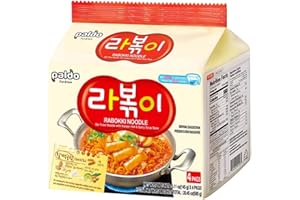 XIHAHA PALDO Rabokki Ramen Korean Topokki Taste Hot & Spicty Instant Noodles 145g (Pack of 4)