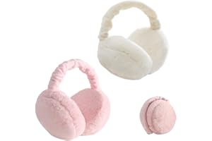 Sonwaha Hiver Cache Oreilles 2 PCS cache oreilles Pliable,Cache-Oreilles pour Mignons Unisexe Anti Froid En Peluche Chaud Femme(Rose Orange)