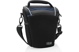 USA GEAR Borsa per Fotocamera SLR/DSLR per Mirrorless con Tracolla Regolabile, Maniglia Imbottita, Copertura Antipioggia Rimovibile e Fondo Resistente Alle Intemperie - Nero