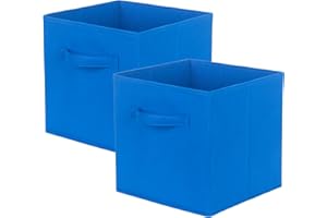 powerking Boîtes de rangement pour placards et jouets, boîtes de rangement en tissu pliables et tiroirs de rangement en tissu, lot de 2 (Bleu)