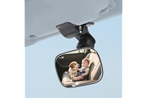 NWPANGU Car Interior Rearview Baby Mirror Universal Wide Angle Convex Mirror Clip On Mirror for Infant Toddler Child Backseat, 360° Freely Adjustable. (Black)