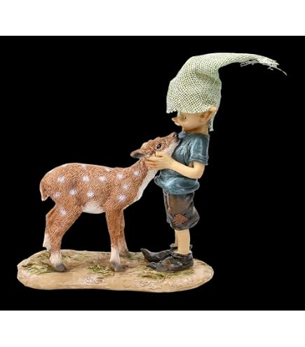 Figurine Pixie Kobold Dormant Sur Branche - Résine Peinte à La Main, 9x14.5x5 Cm, Décoration Gnome, Fée, Jardin Féerique