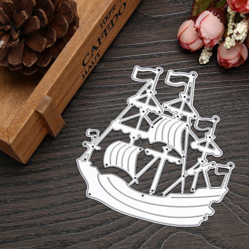 Amazingdeal365 Segelschiff Metall Form Schablonen Schneiden DIY Dekor Sammelalbum Karten Buchzeichen Lesezeichen als Geschenk für Freunde Geburtstag Kinder,Kindergarten Hobby Schule Handarbeit Unterricht usw. Ein tolles Geschenk! - 3