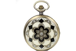 JewelryWe Romantic Gift for Mom Peach Blossom Floral Woman Pocket Watch Pendant Necklace with Chain in Gift Bag