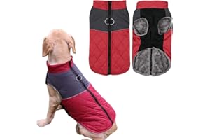 YEALAY Fleece Lining Warm Dog Coats Padded Vest with D Ring Waterproof Reflective Puppy Jacket for Small Medium Large Dog Winter Coat Clothes Zip Up Apparel for Cold Weather (S, Red)