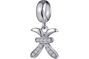 CRISNATA 12 pendentifs Constellation Charms Avec CZ transparent, 925 perles horoscope en argent sterling pour bracelet d'anniversaire européen, cadeau pour mère/femme/petit ami