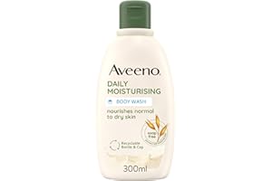 Aveeno Daily Moisturising Body Wash, With Soothing Oat, Suitable For Sensitive Skin, Gently Cleanses and Nourishes, Soap-Free, Lightly Scented, 300ml