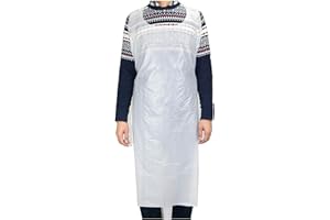 LATRAT Lot de 100 tabliers jetables imperméables et résistant aux taches en plastique pour Adultes Enfants Peinture Cuisson