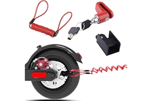 YLINWTECH Bloqueo de Freno de Disco,Candado Patinete Eléctrico,Cadena Antirrobo Moto,con 1.2m Cuerda de Recordatorio,con Soporta,para Motos,Scooter,Bicicleta(Rojo)