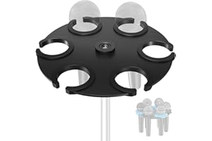 PHONOVATE Supporto per microfoni multipli (alluminio) Supporto per microfoni multipli per microfoni dinamici, cablati e wireless, organizzatore e display per supporti per microfoni, si monta su supporti filetta