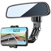 LvShuLiangPin Dikiz Aynası Telefon Tutacağı, Araba i&ccedil;in, 360&deg; D&ouml;ner, &Ccedil;ok Fonksiyonlu Montajlı Telefon ve GPS Tutucu, T&uuml;m Akıl
