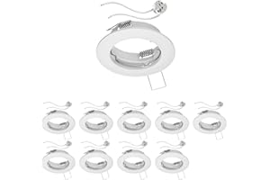 ‎LEDSCOM.DE ledscom.de 10 Stück Decken-Einbaurahmen FERE Einbaurahmen weiß matt (LED/Halogen/MR16/50mm) inkl. GU5.3 Fassung