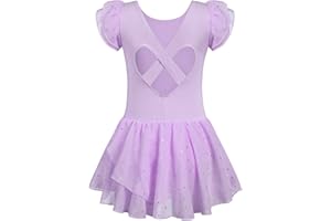 trudge Filles Ballet vêtements Robe de Ballet Enfants Manches Courtes Coton Ballet Justaucorps Ballet Costume Robe de Danse Corps de Danse avec Jupe Tutu