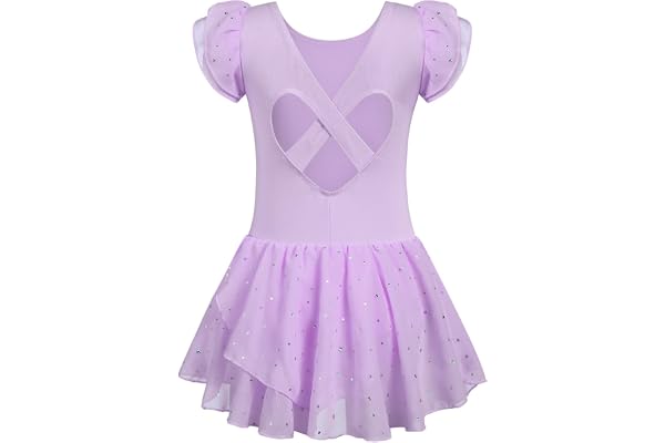 trudge Justaucorps de ballet pour fille - Manches courtes/manches longues - Coton - Justaucorps de danse avec jupe tutu