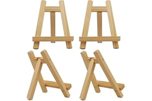 QUEERELELE Lot de 4 mini chevalets en bois,petit présentoir en bois,porte-mémo, porte-cartes, Petit chevalet de table,support chevalet photo, En bois massif,mini Petit chevalet 15 x 20 cm