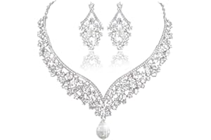 EVER FAITH® österreichischen Kristall V-Form Halskette Ohrring Schmuck Set
