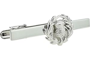 GIFTSEARCH Scottish Thistle Tie Clip - Rhodium Plated - Gift boxed (xt43)