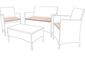 Gardenista Cuscini Bassi da Esterno per Sedute in Rattan | Cuscini da Esterno per Giardini | Imbottitura Resistente All'acqua per Mobili da Patio | Leggero e Durevole (Pietra)