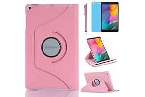 R.SHENGTE Case for Samsung Galaxy Tab A 8.0 inch 2019 (SM-T290 SM-T295 SM-T297) - 360 Degree Rotating Stand Case Full Protective Cover,With Stylus Pen,Screen Film (Pink)