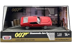 MOTORMAX JAMES BOND 007 DIAMONDS ARE FOREVER Diorama Die Cast Modellino Auto 1971 FORD MUSTANG MACH 1 Rossa - Scala 1:64 - Lunghezza 7cm