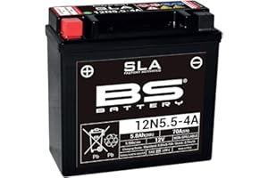 BS Battery 300841 12N5.5-4A AGM SLA Motorrad Batterie, Schwarz