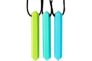 MY HEAL Collier à Mâcher TDAH Adulte | Objet Anti Stress Sensoriel Enfant Adulte | 3 Fidget Toys TDAH | Materiel DYS Autisme, aide à la Concentration | Collier Anti-Tabac | Bleu Vert Turquoise