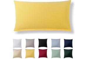 Alreya Taie Oreiller 40x80 Coton - Jaune - 100% Jersey Coton, Housse de Coussin 40x80 cm, Taies d'oreiller en Jersey avec Fermeture éclair 40 x 80 cm