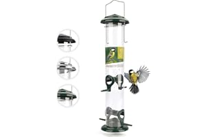 ‎WILDTIER HERZ wildtier herz I Körner Bird Feeder 38 cm - Made of Rustproof Metal, Bird Feeding Station, Feeding Column, Wild Birds Feeder Silo, Green