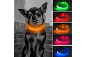 YFbrite Collier LED pour chat, collier lumineux pour chien de petite taille, collier réfléchissant réglable pour animal de compagnie, collier clignotant pour chats et petits chiens de nuit (orange)