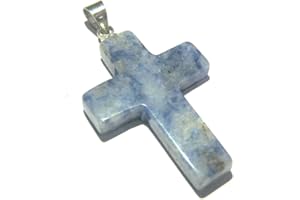 CRYSTALMIRACLE Sodalite Croce Pendente Cristallo Guarigione Regalo di moda Energia positiva Meditazione della pace Accessorio artigianale Pietra preziosa metafisica