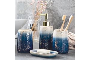 XUDREZ Juego de lavado de cerámica de cuatro piezas, color azul