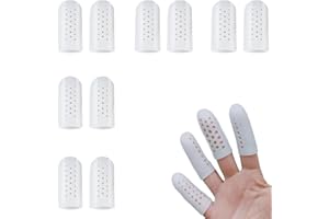 MNIIMALUXE 10 Piezas Protectores de Dedos de Gel de Silicona,Dedales de Silicona con Orificios de Aireación,Protector Dedos Mano Después de Lesiones,Fundas para Dedos Heridas,Material Transpirable (Blanco)