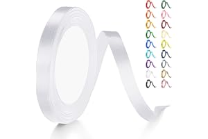 Artcut White 10MM × 22M Satin Ribbon, Ribbons for Gift Wrapping, Ribbons for Crafting, Balloon, Cake, Gift, Ribbon for Balloons, Mothers Day Gifts